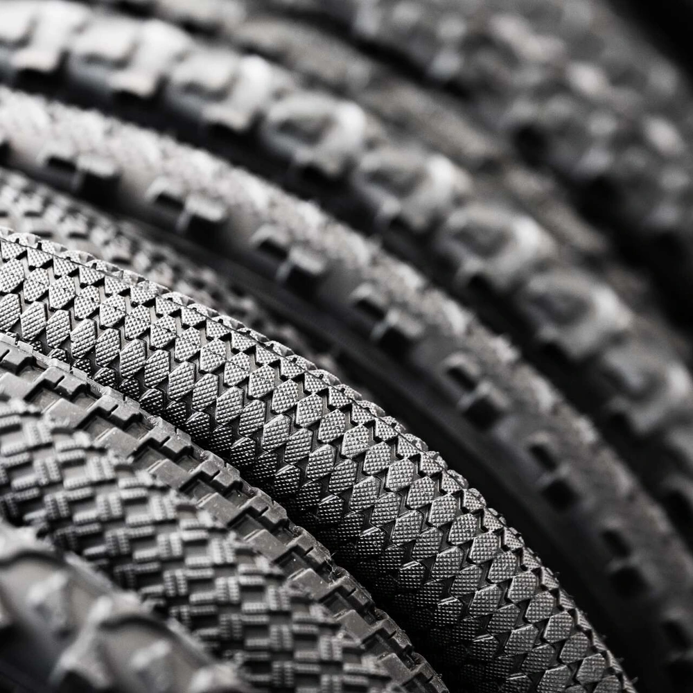 Fahrradreifen eines Fahrrads.