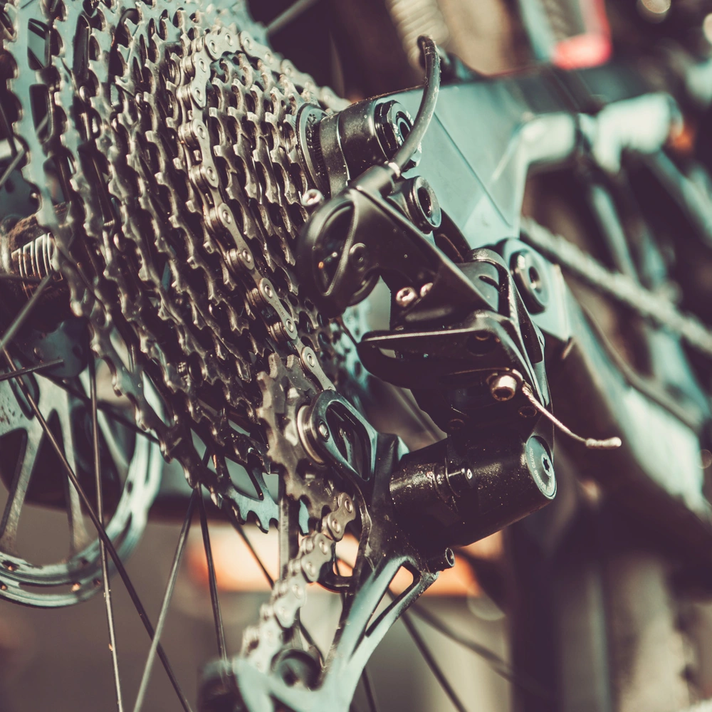 Nahaufnahme einer Fahrradschaltung