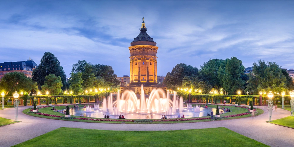 Mannheim Rosengarten und Wasserturm Mannheim Rosengarten und Wasserturm bei Nacht