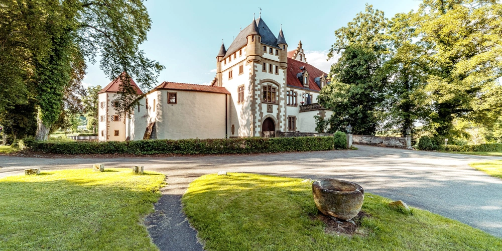 Die Götzenburg, auch Burg Jagsthausen, in Hohenlohe, Baden-Württemberg 