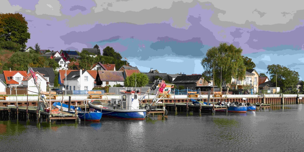 Panorama kleiner Hafen Kamminke Oderhaff Usedom