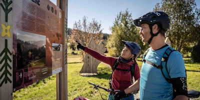 zwei Fahrradfahrer vor der Blockline Map