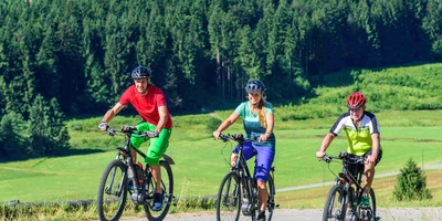 Drei Personen fahren E-Bike