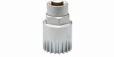 Vielzahn-Lager Metallschlüssel mit profiliertem Kopf und geripptem Griff.