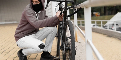 Person versucht ein Fahrrad zu stehlen