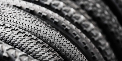 Fahrradreifen eines Fahrrads.