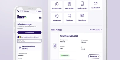Smartphone und Tablet ANsicht des linexo Kundenportals
