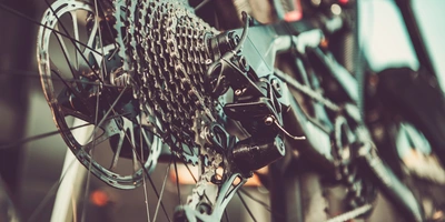 Nahaufnahme einer Fahrradschaltung