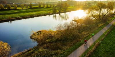 Ansicht Weserradweg mit Weser