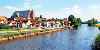 An der Aller in Verden/Aller An der Aller in Verden/Aller. Dom mit Andreaskirche und Fischerviertel von Sübrücke aus gesehen